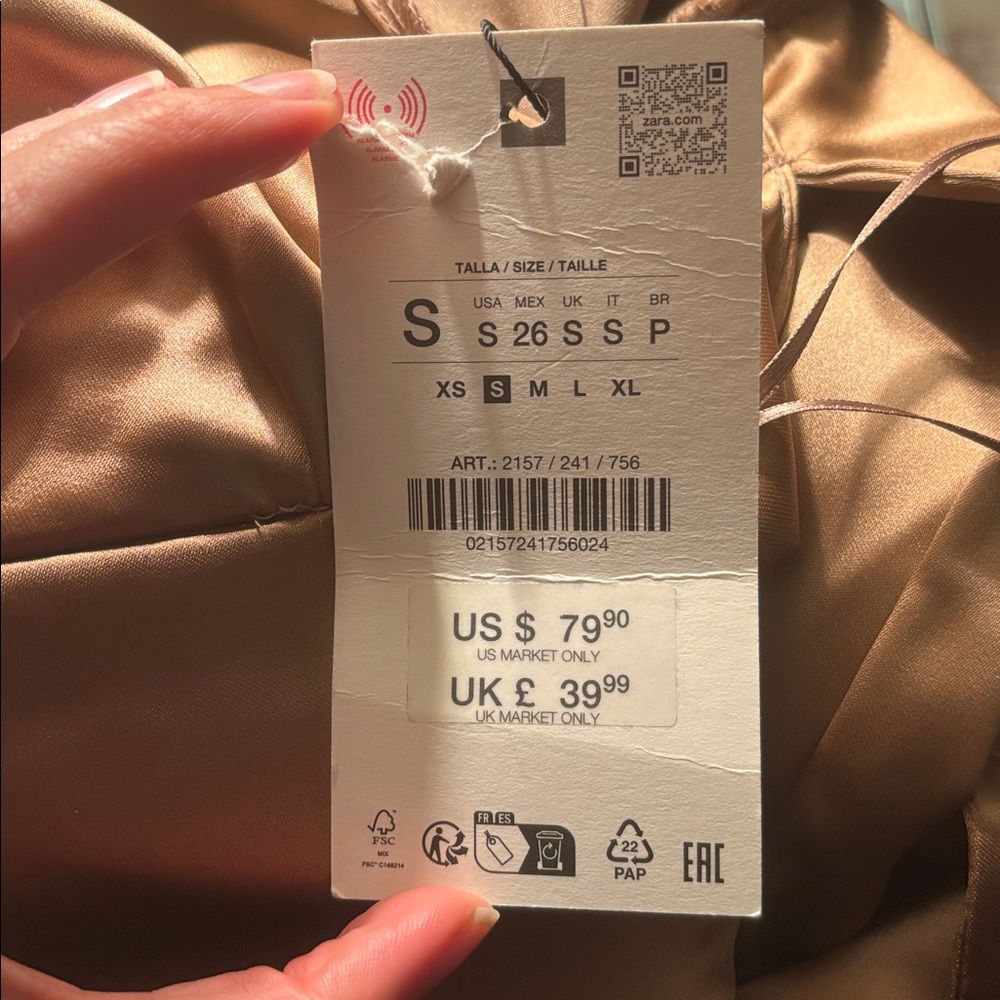 Zara One-Shoulder Satin Slip Summer Dress in Copper bronze color - Picture 7 of 10